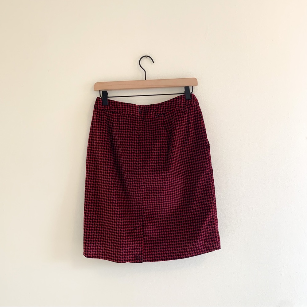 LL Bean Classic Red Houndstooth Plaid Pencil Skirt - Picture 6 of 8